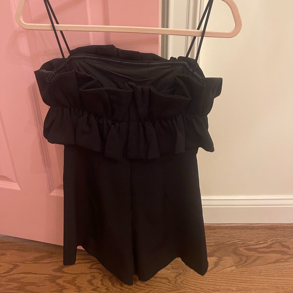 Black strapless ruffle romper, size S - Picture 2 of 3
